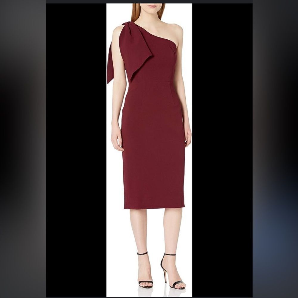 Dress The Population Tiffany One Shoulder Dress with Stretch XL in Burgandy, NWT